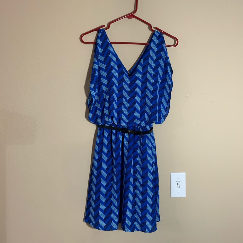 Blue Chervron Pattern Dress